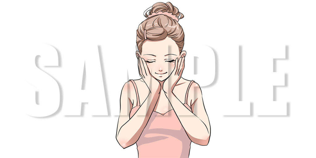 【無料】スキンケアをする女性イラスト