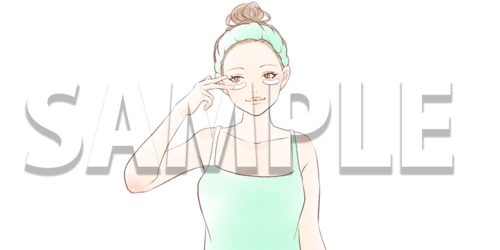 【無料】目元パックをする女性イラスト