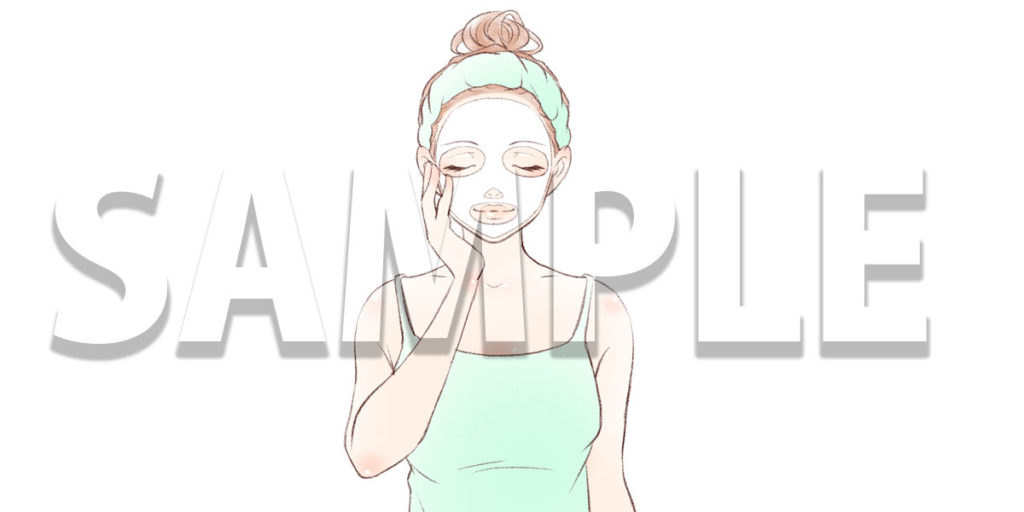 【無料】パックをする女性イラスト